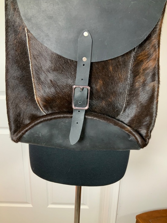 Genuine Leather Western Rustic Brown Black Cowhide Fur Front Backpack main image 10